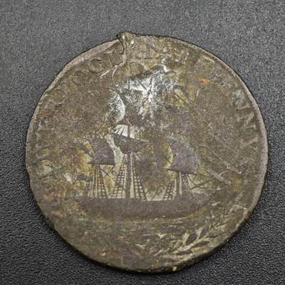 【淘币小摊】实时拍第八百零四拍   散币银币场   满百包邮可预留二周 每周一统一发货   - 英国1791年半便士铜币代币