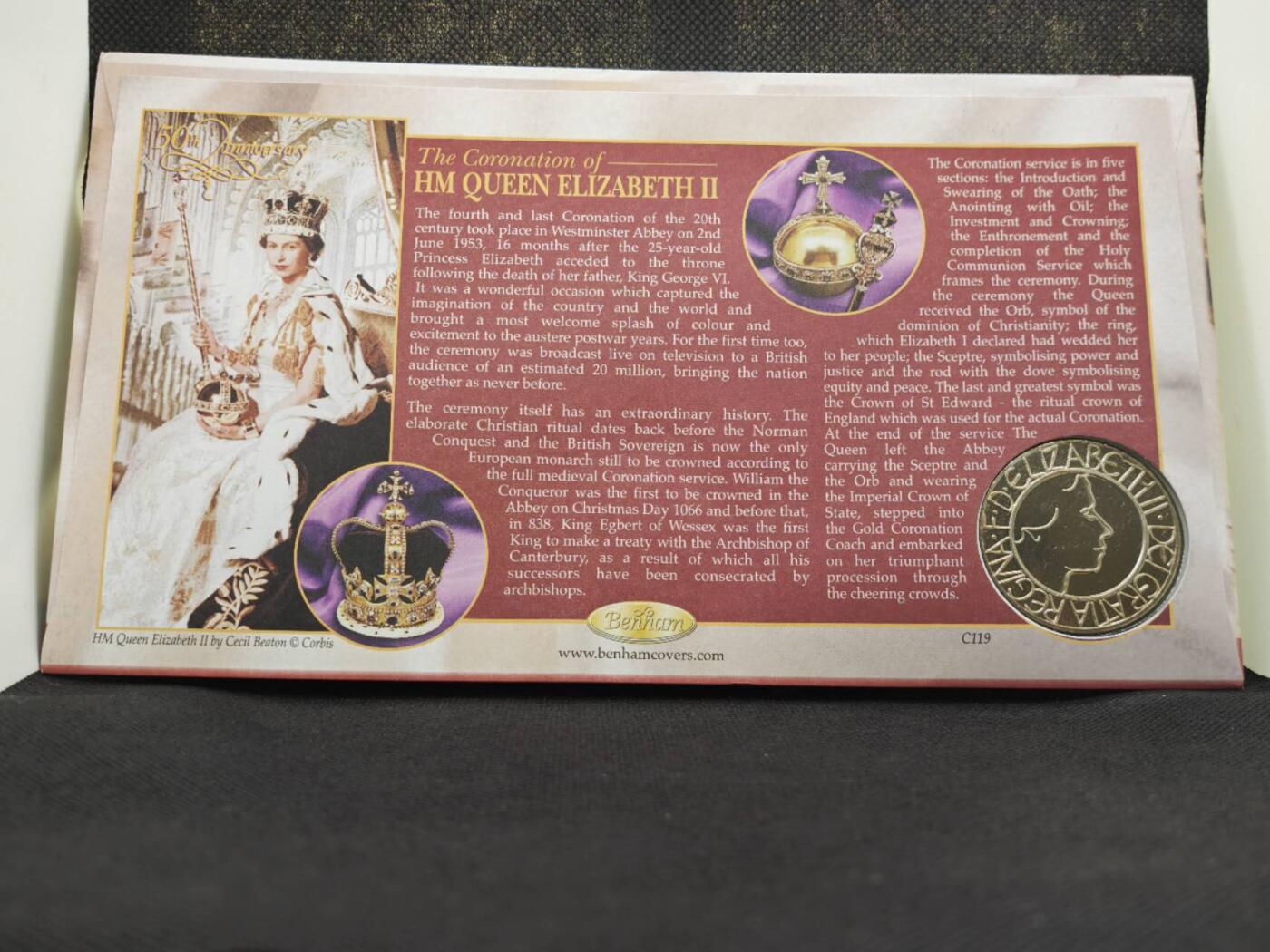 【淘币小摊】限时拍第八百零七拍  克朗币邮币封场  满百包邮可预留两周  周一统一发货   英国2003年女王加冕50周年5镑纪念币邮币封