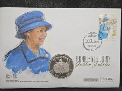 【淘币小摊】限时拍第八百零七拍  克朗币邮币封场  满百包邮可预留两周  周一统一发货  -  福克兰群岛2002年女王登基金禧50便士纪念币邮币封