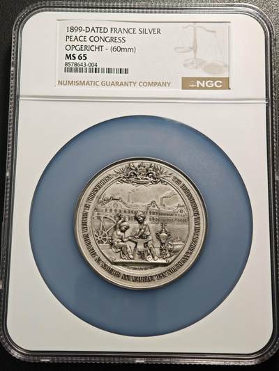 【德藏】世界币章拍卖第154期（拍品征集中~欢迎藏友联系） - 1899年 法国和平会议主题大银章 60mm NGC MS65 稀少品种 顶级品相状态 