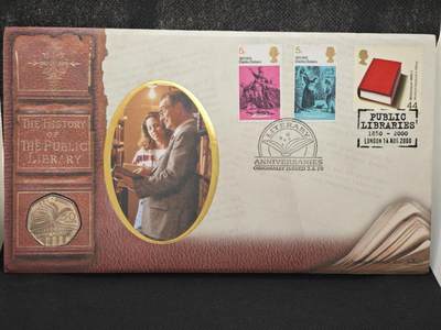 【淘币小摊】限时拍第八百零七拍  克朗币邮币封场  满百包邮可预留两周  周一统一发货  -  英国2000年国家图书馆50便士纪念币邮币封