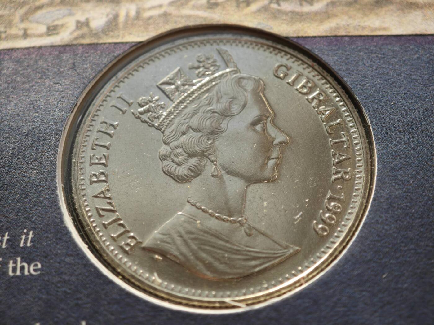 【淘币小摊】限时拍第八百零七拍  克朗币邮币封场  满百包邮可预留两周  周一统一发货   直布罗陀1999年小天使克朗纪念币邮币封