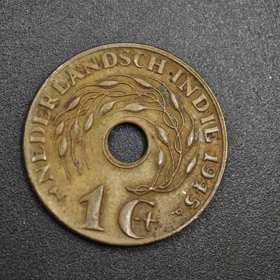 【淘币小摊】实时拍第八百零四拍   散币银币场   满百包邮可预留二周 每周一统一发货   - 荷属东印度1945年一分铜币