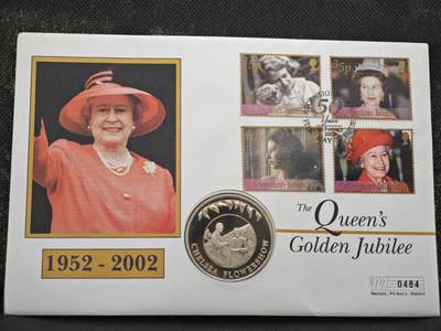 【淘币小摊】限时拍第八百零七拍  克朗币邮币封场  满百包邮可预留两周  周一统一发货  -   福克兰群岛2002年女王登基金禧50便士纪念币邮币封