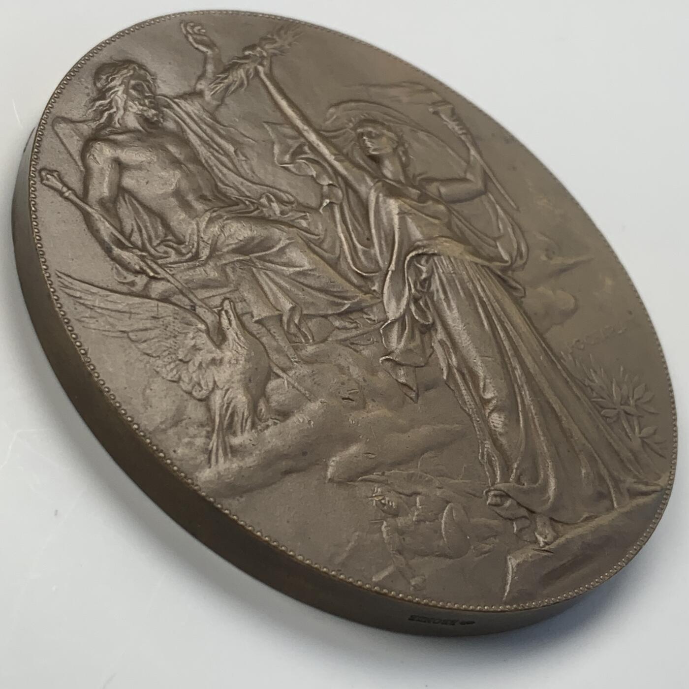 掌中浮雕-藏着的欧洲第043场  1881年国际电力学大会原铸纪念铜章，81mm，夏普兰Chaplain