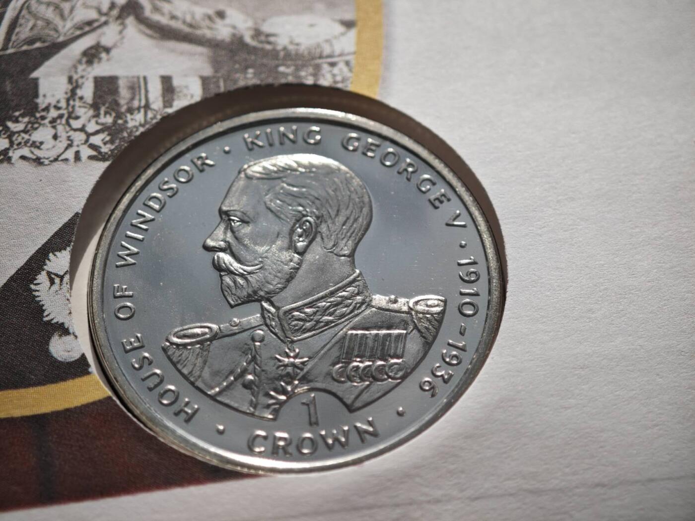 【淘币小摊】限时拍第八百零七拍  克朗币邮币封场  满百包邮可预留两周  周一统一发货   直布罗陀1993年君主系列乔治五世克朗纪念币邮币封