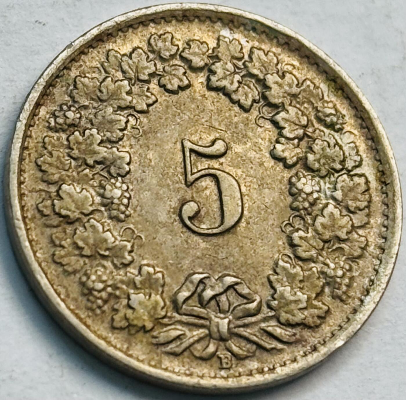 文馨钱币收藏第 282 场，【 长期接收代拍品】，加拿大老铜代用币，银币，德三系列场 早期好品 1948 年 B 版瑞士 5 生丁