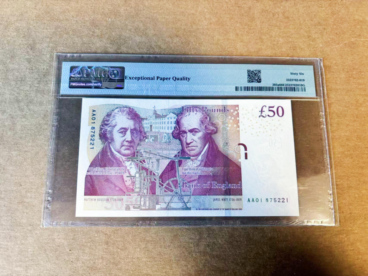 【Blue Auction】世界纸币精拍第754期——18级TOP拍卖/信誉/品质/专业/高效💫 【AA01冠】英国 2010年50镑 PMG66EPQ 