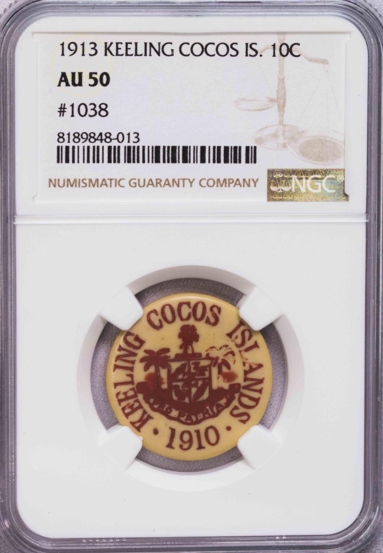 NGC-AU50 1913基林科科斯10分