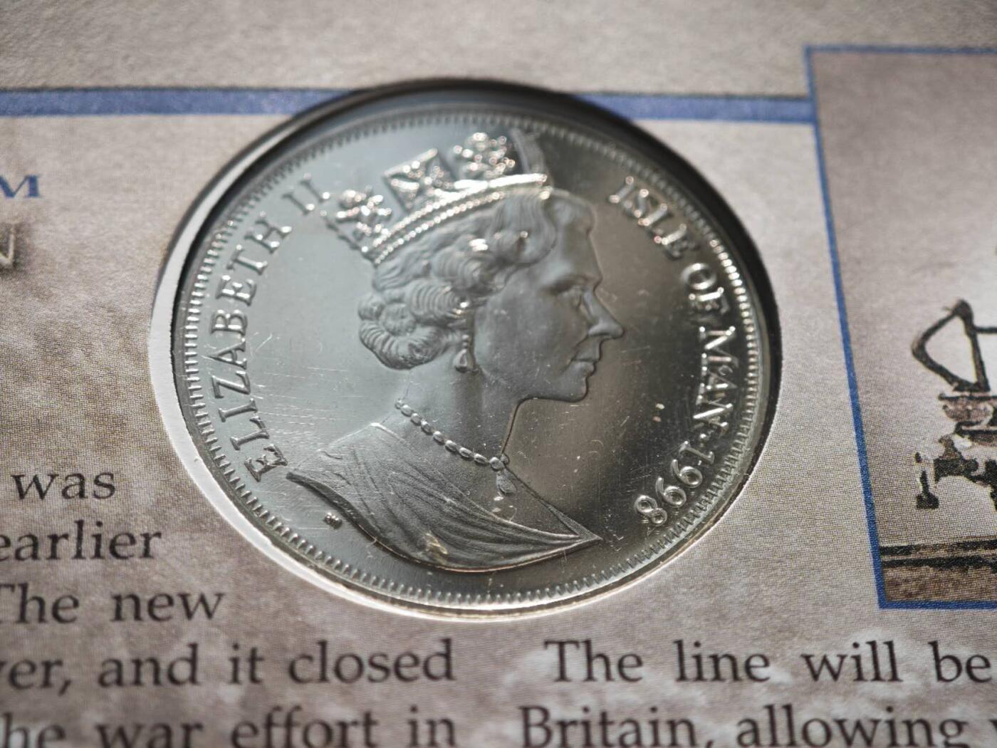 【淘币小摊】限时拍第八百零七拍  克朗币邮币封场  满百包邮可预留两周  周一统一发货   马恩岛1998年铁路125周年克朗纪念币邮币封