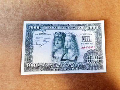 【Blue Auction】世界纸币精拍第754期——18级TOP拍卖/信誉/品质/专业/高效💫 - 西班牙 1957年1000比塞塔 双王 UNC品相