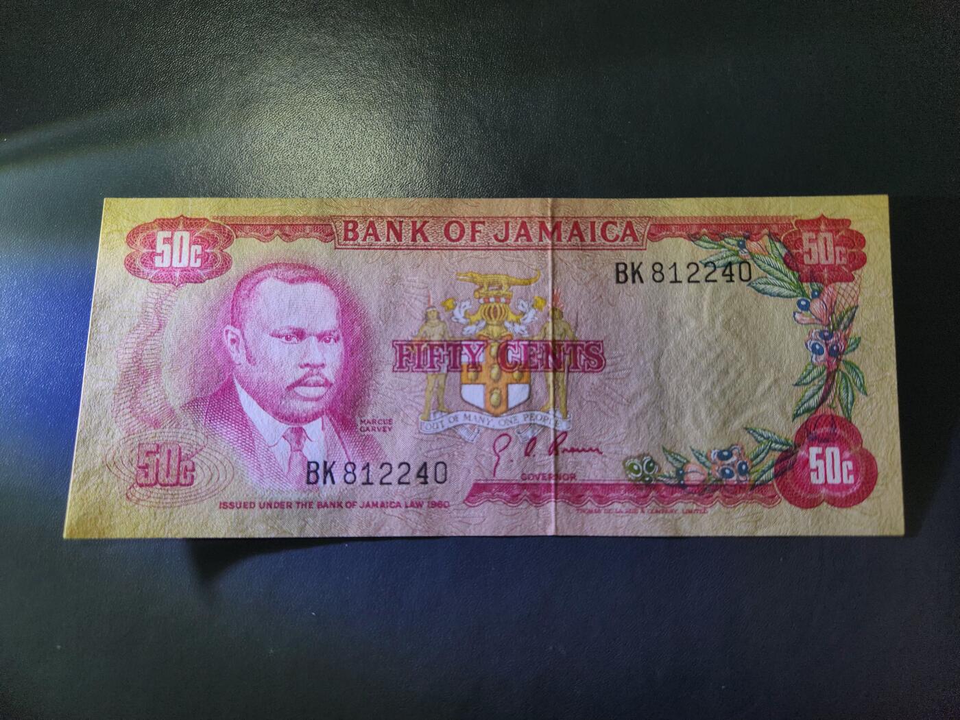 11月29号晚上8点 外国纸币自动截拍第64场 牙买加50分 1960年 新品原票