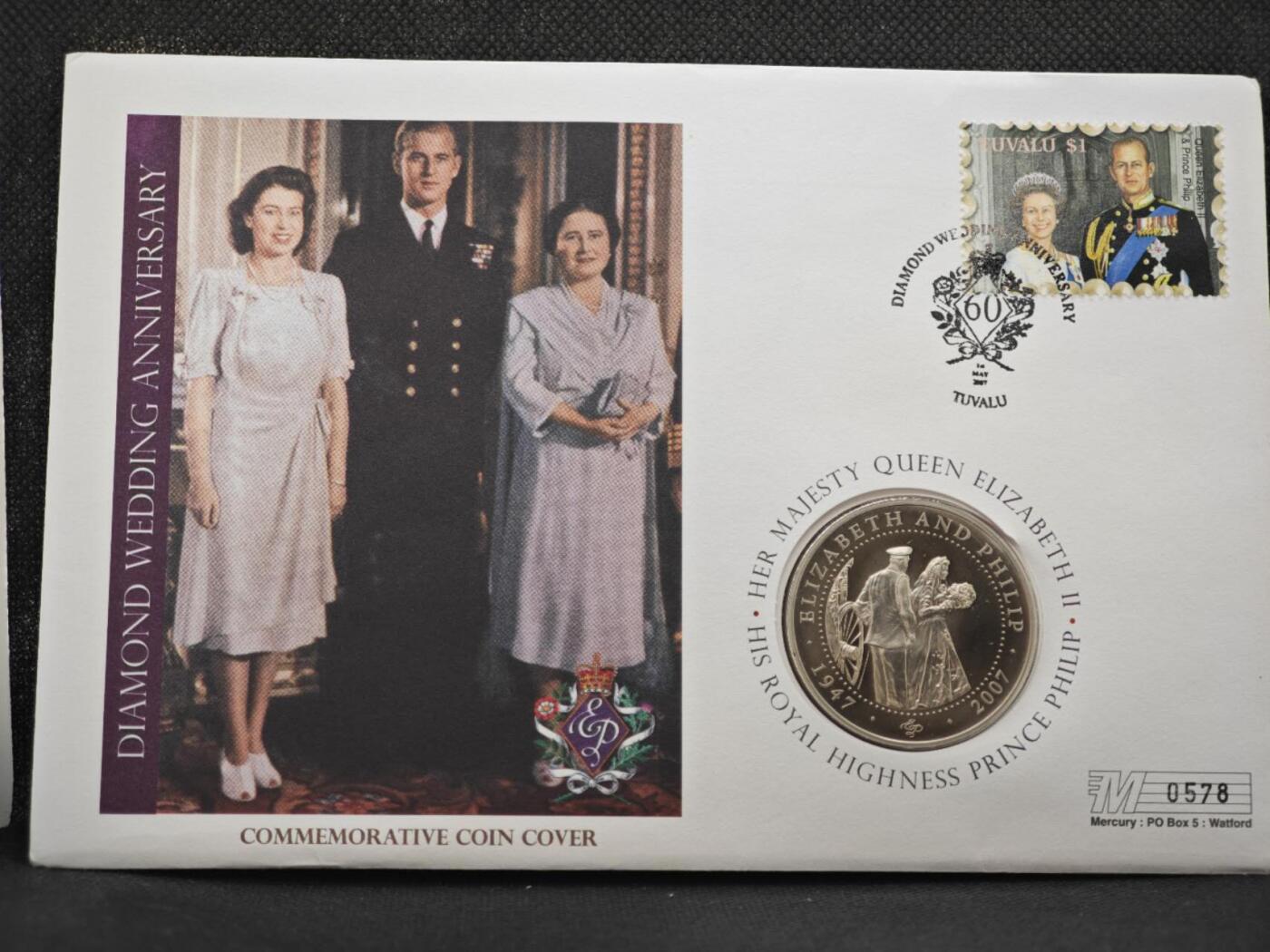 【淘币小摊】限时拍第八百零七拍  克朗币邮币封场  满百包邮可预留两周  周一统一发货   库克群岛2007年女王大婚钻禧1元纪念币邮币封