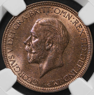 修遠堂世界钱币第九十四期 - NGC MS65RB 1936年英国1/2便士铜币