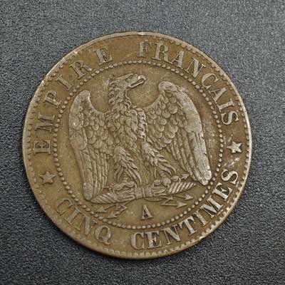 【淘币小摊】实时拍第八百零四拍   散币银币场   满百包邮可预留二周 每周一统一发货   - 法国1861面拿破仑三世5分铜币