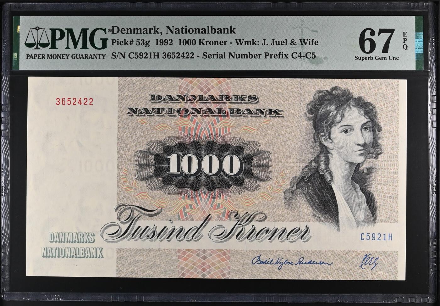 《艾美收藏》第221期-11.23周日黄金场精品荟萃 丹麦1992年1000克朗最高值PMG67E高分 名誉品大松鼠 顶级雕刻 栩栩如生 Pick#53g