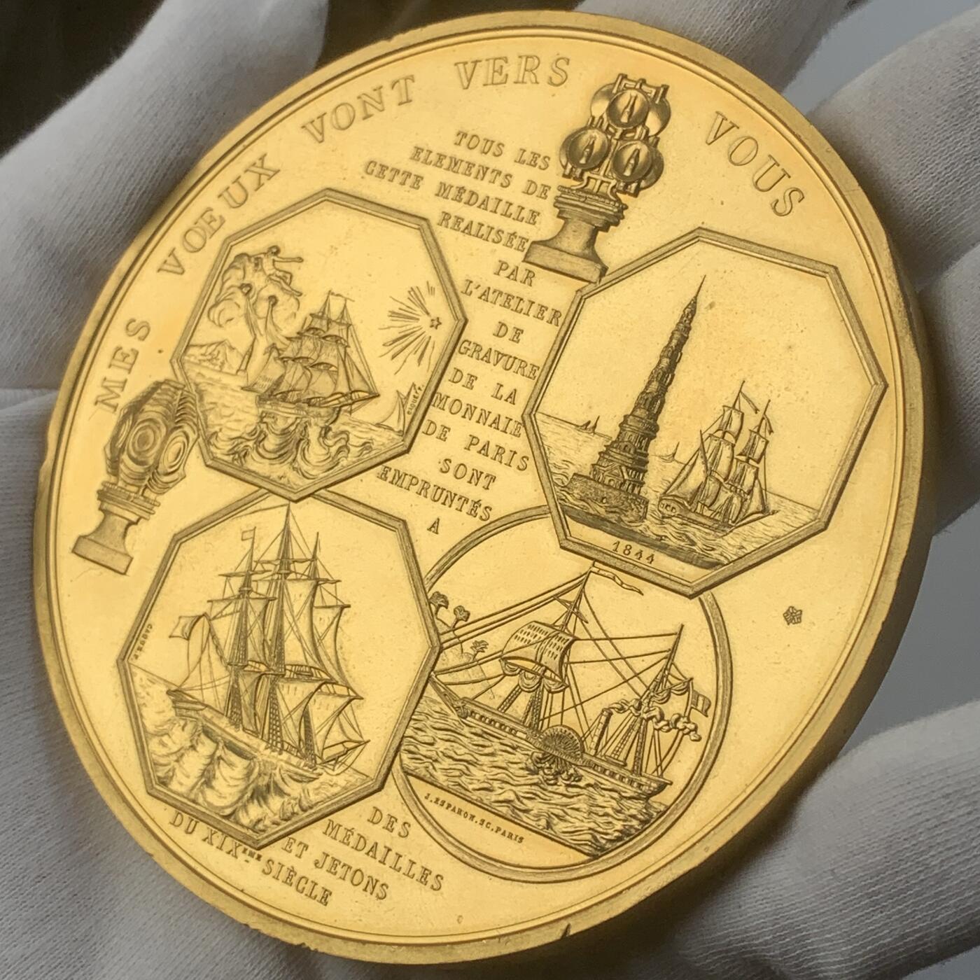 掌中浮雕-藏着的欧洲第043场 1967年法国巴黎百年交通纪念大铜章 ， 100mm ，397g