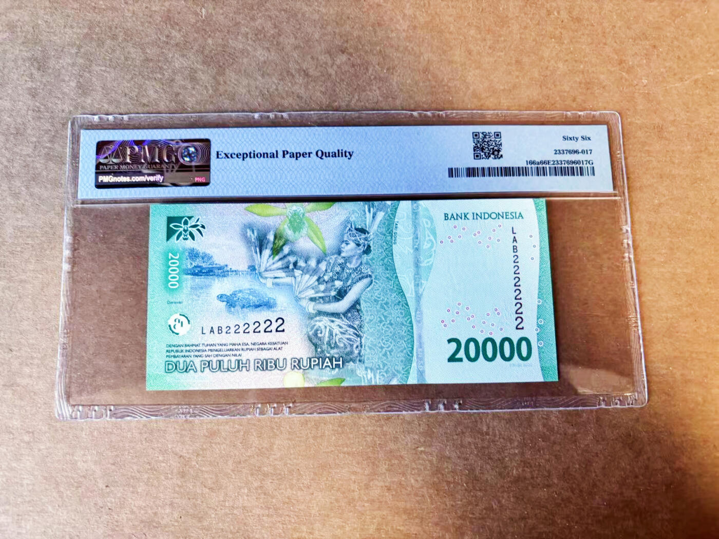 【Blue Auction】世界纸币精拍第754期——18级TOP拍卖/信誉/品质/专业/高效💫 【全同2】印尼 2022年20000卢比 PMG66EPQ 