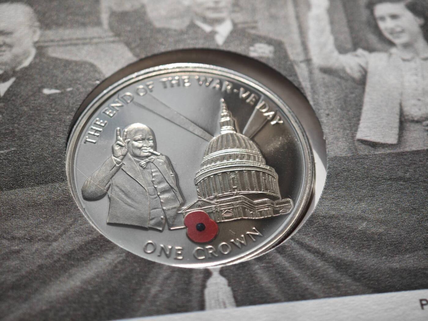 【淘币小摊】限时拍第八百零七拍  克朗币邮币封场  满百包邮可预留两周  周一统一发货   直布罗陀2005年二战胜利60周年克朗纪念币邮币封