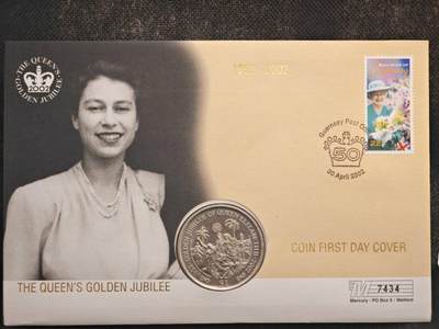 【淘币小摊】限时拍第八百零七拍  克朗币邮币封场  满百包邮可预留两周  周一统一发货  -   英属维尔京2002年女王登基金禧1元纪念币邮币封