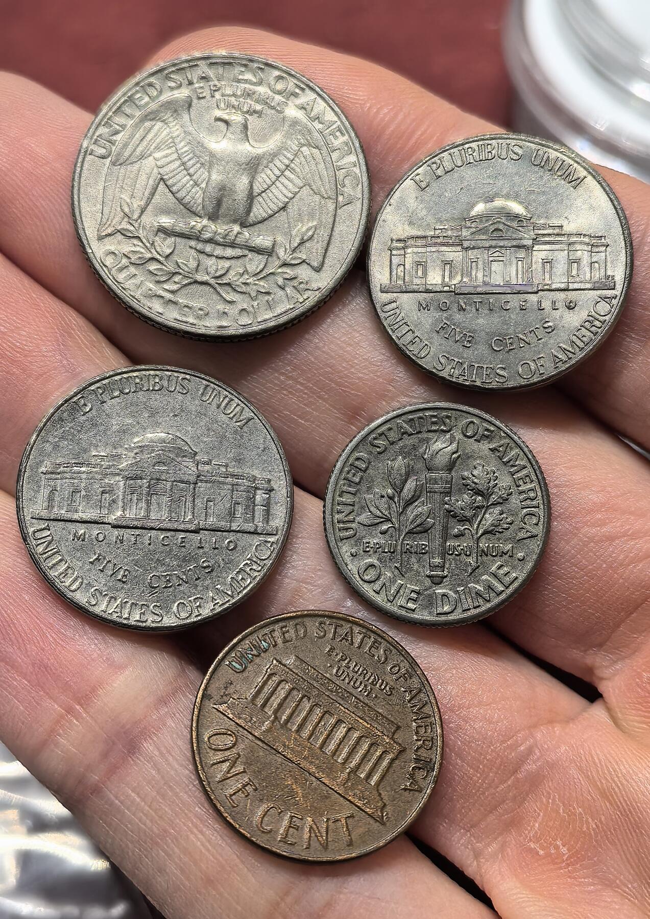 南宋泉阁俄币 外币 国币 专场第十九期 【送拍无额外佣金】 美国  25美分3枚 10美分一枚 1美分一枚 一组5枚 好品