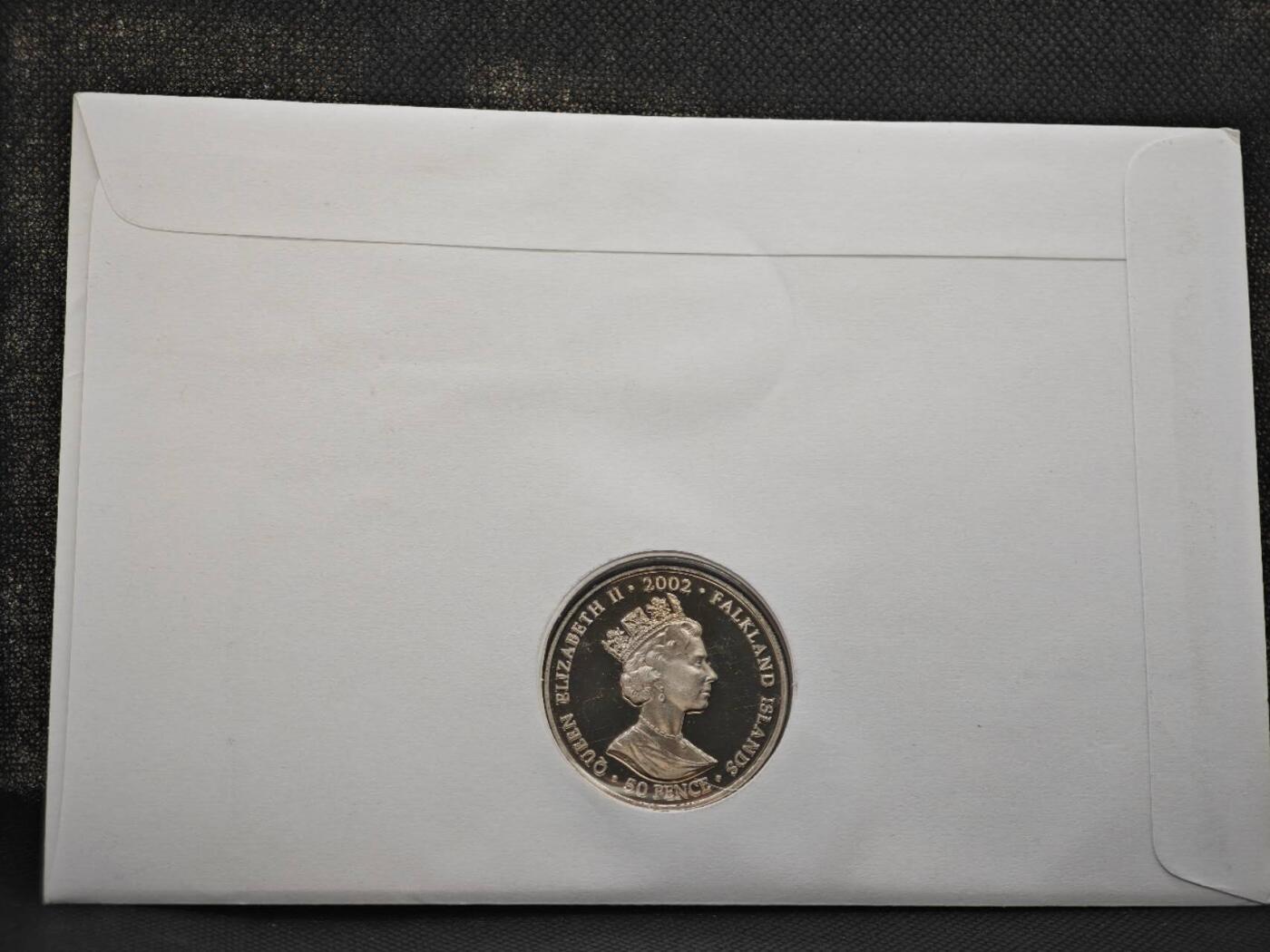 【淘币小摊】限时拍第八百零七拍  克朗币邮币封场  满百包邮可预留两周  周一统一发货    福克兰群岛2002年女王登基金禧50便士纪念币邮币封