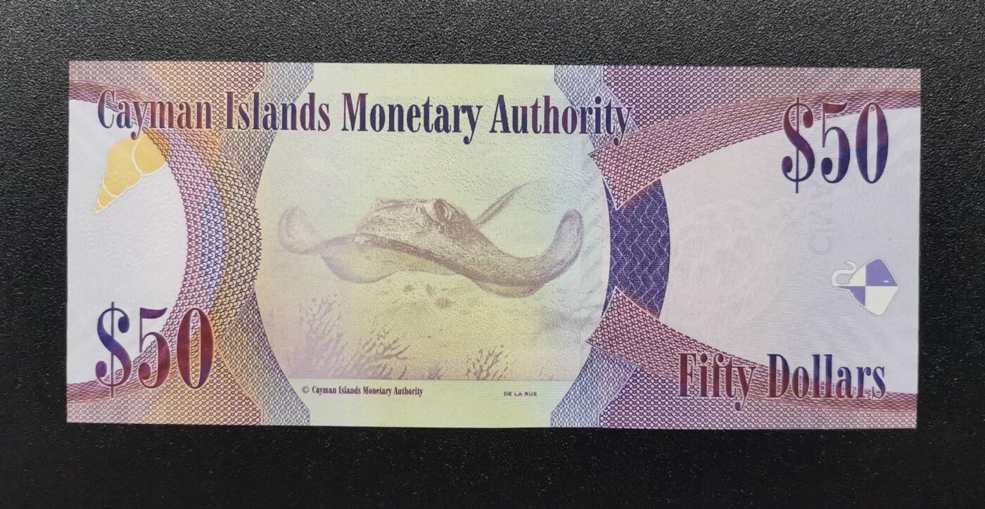 《艾美收藏》第221期-11.23周日黄金场精品荟萃 开曼群岛2023年D4冠50元UNC-荧光 尾8 金融管理局25周年纪念钞