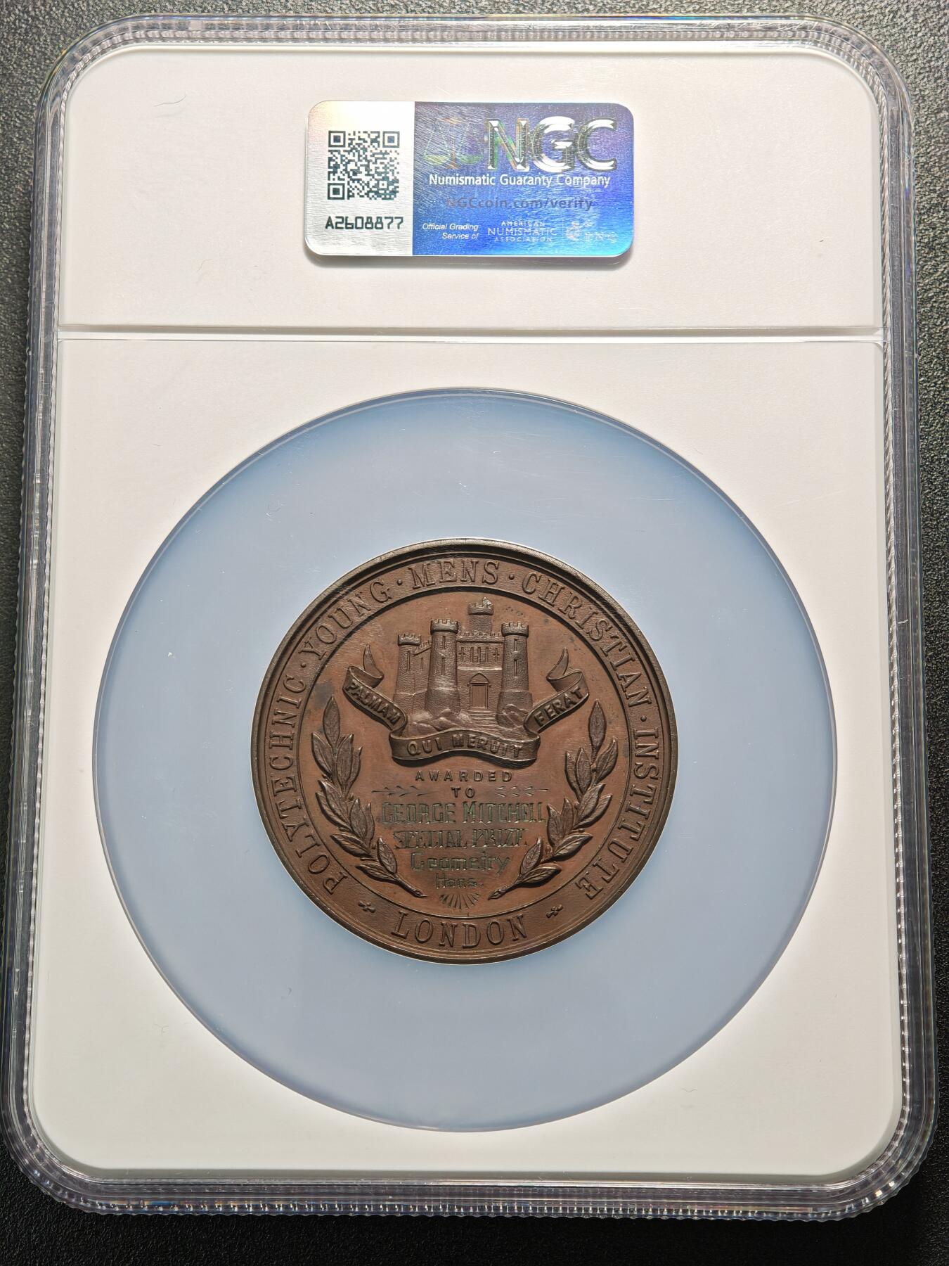 【德藏】世界币章拍卖第154期（拍品征集中~欢迎藏友联系） 19世纪 英国学院圣乔治屠龙大铜章 57mm NGC MS62 名家设计 低评好品好状态 