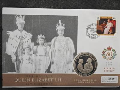 【淘币小摊】限时拍第八百零七拍  克朗币邮币封场  满百包邮可预留两周  周一统一发货  -   直布罗陀2006年女王80周岁克朗纪念币邮币封