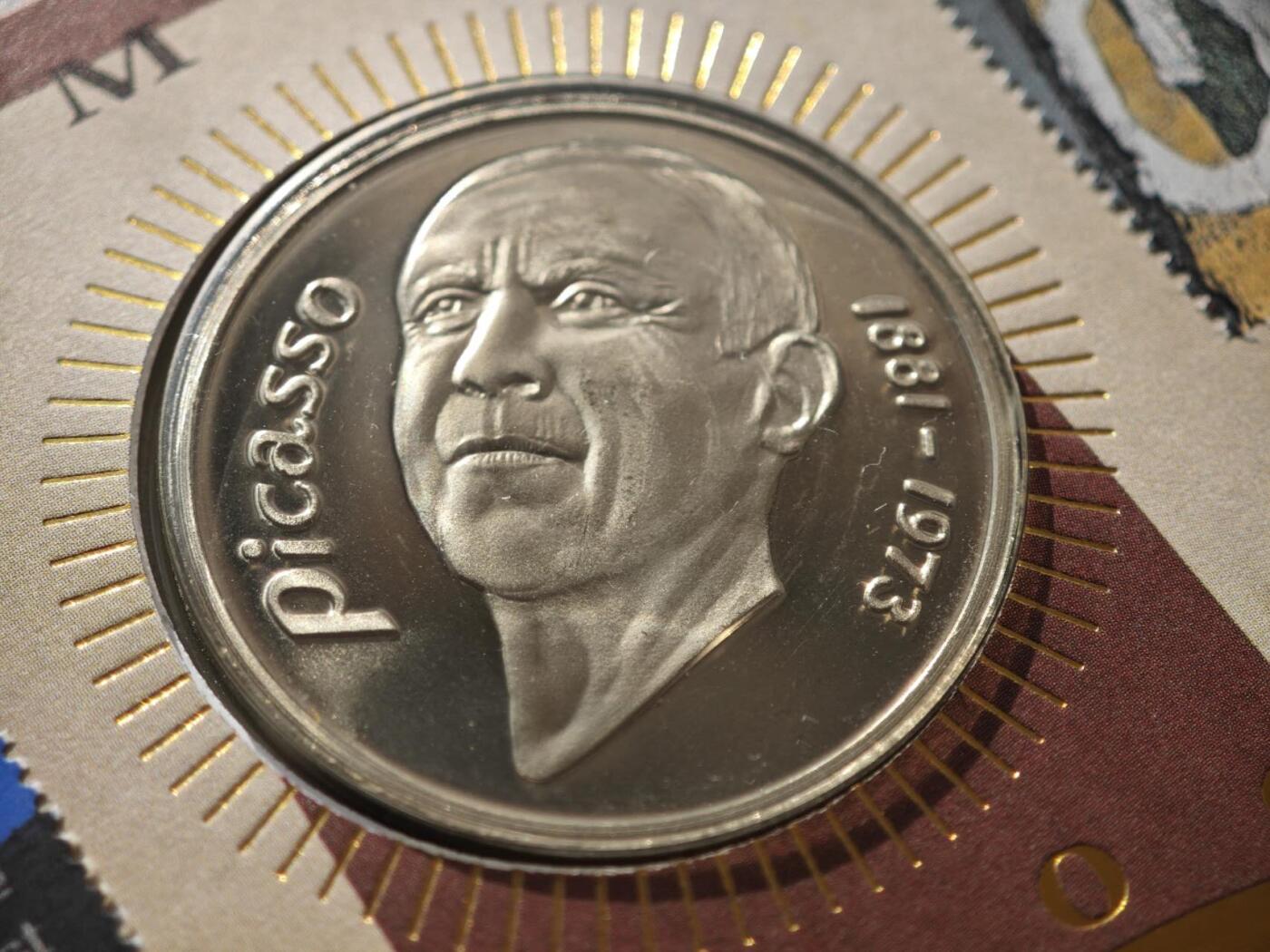 【淘币小摊】限时拍第八百零七拍  克朗币邮币封场  满百包邮可预留两周  周一统一发货   英国1997年毕加索纪念章邮币封