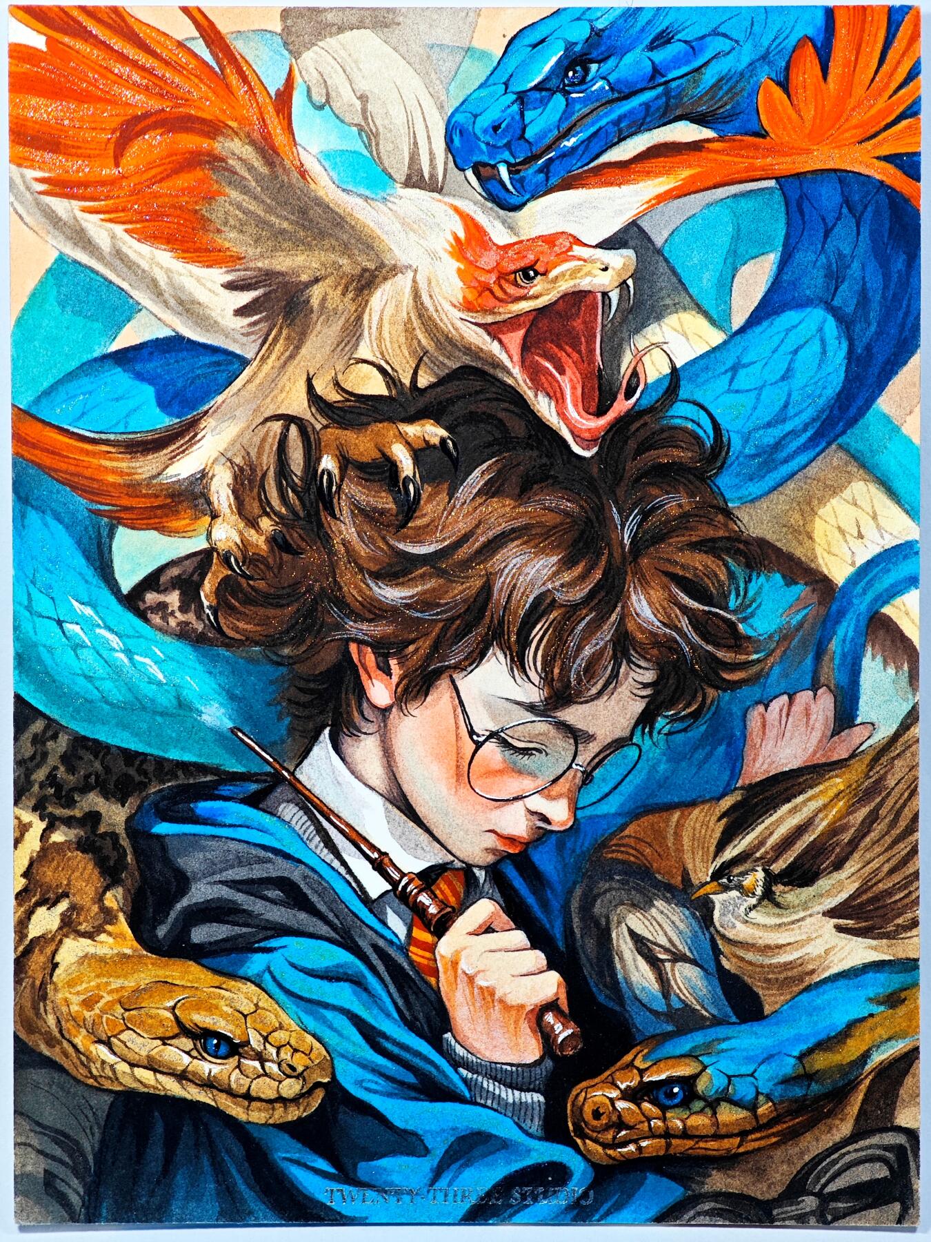 白泽拍卖卡牌手绘专场第29期（忽有故人心上过，回首山河已是秋） 2025 贰叁手绘卡 哈利波特 尺寸：10cm*13.5cm  鱼虾亲签