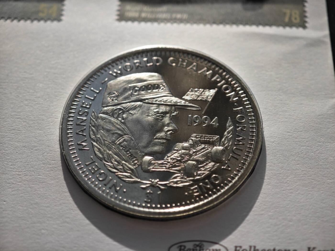 【淘币小摊】限时拍第八百零七拍  克朗币邮币封场  满百包邮可预留两周  周一统一发货   利比里亚1994年赛车锦标赛1元纪念币邮币封