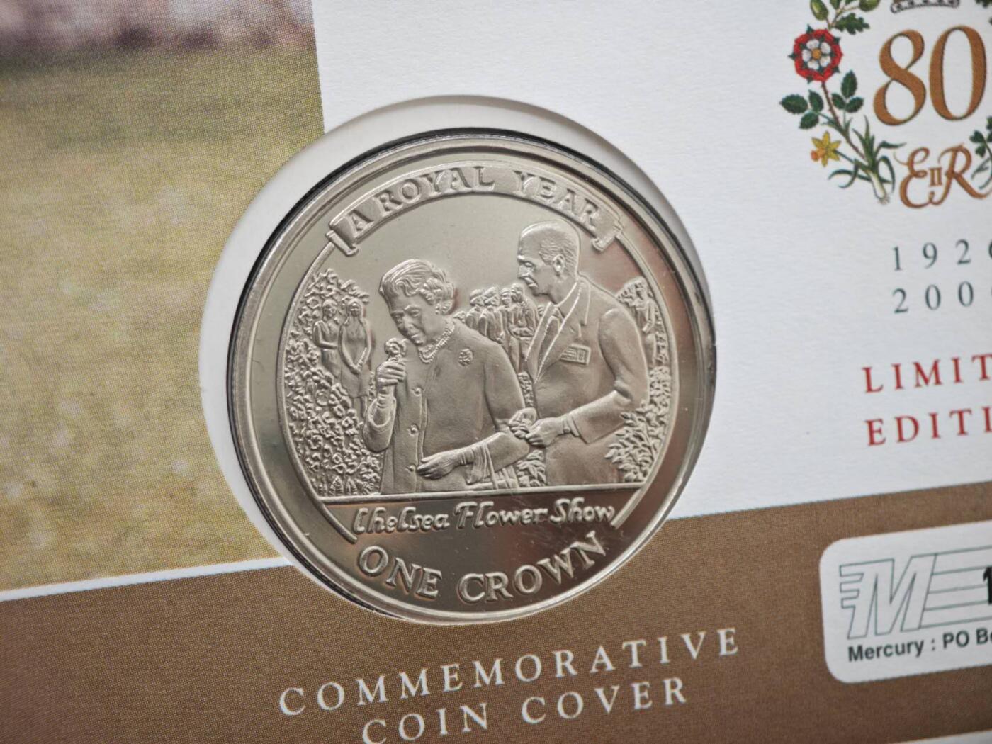 【淘币小摊】限时拍第八百零七拍  克朗币邮币封场  满百包邮可预留两周  周一统一发货   直布罗陀2005年女王80周岁克朗纪念币邮币封