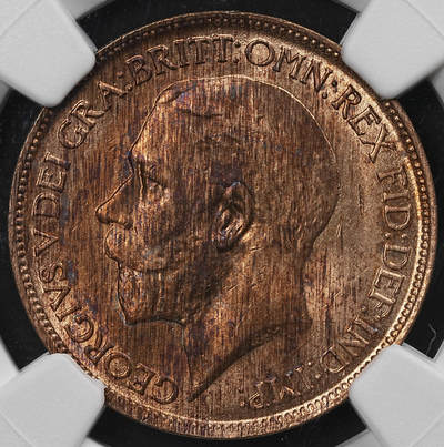 修遠堂世界钱币第九十四期 - NGC MS65RB 1921年英国1/2便士铜币