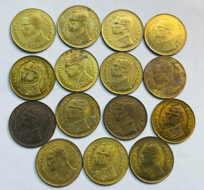 文馨钱币收藏第 282 场，【 长期接收代拍品】，加拿大老铜代用币，银币，德三系列场 - 原铜光泰国撒当 15 枚