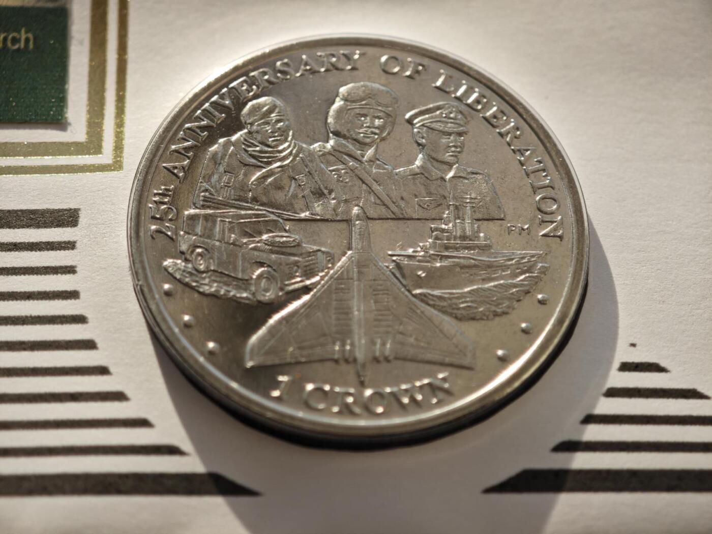 【淘币小摊】限时拍第八百零七拍  克朗币邮币封场  满百包邮可预留两周  周一统一发货  福克兰群岛2007年解放25周年克朗纪念币邮币封