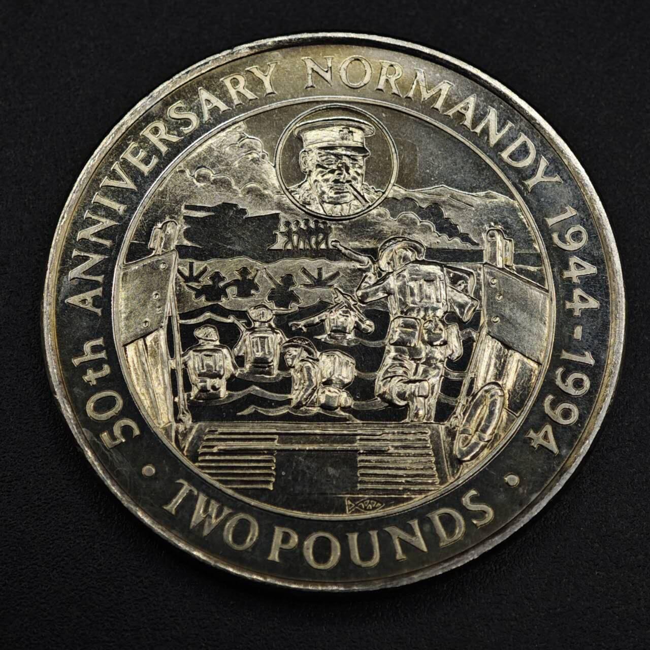 【淘币小摊】限时拍第八百零七拍  克朗币邮币封场  满百包邮可预留两周  周一统一发货   根西岛1994年诺曼底登陆50周年2镑纪念币