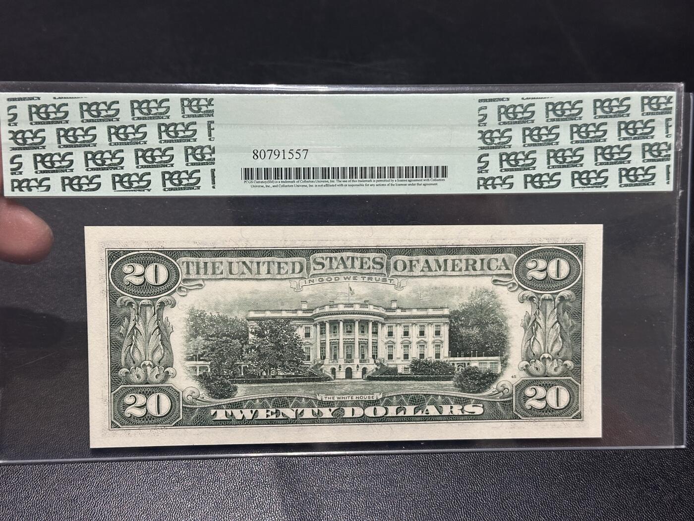 《外钞收藏家》第五百八十七期（精选场）（本平台长期征集拍品、欢迎藏友们联系合作） 1995年美国小头版20美元 绿标PCGS66