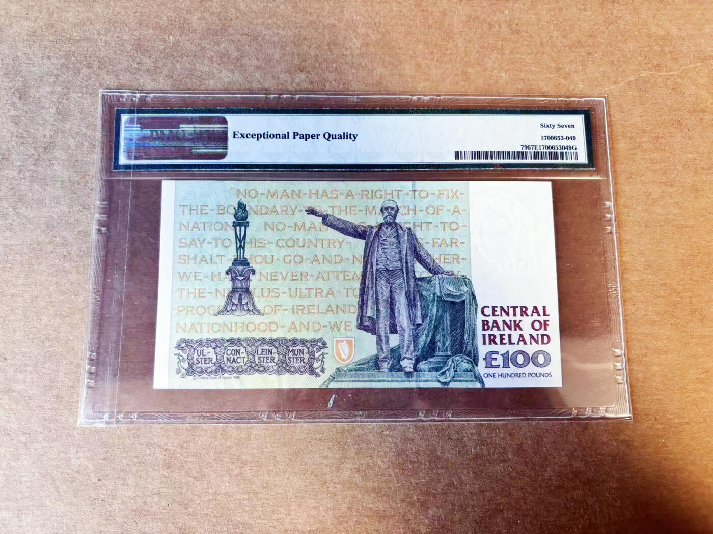 【Blue Auction】世界纸币精拍第754期——18级TOP拍卖/信誉/品质/专业/高效💫  【AAK首发冠无47 非常少见】1996年100镑 PMG67EPQ 设计精美 高分老壳 