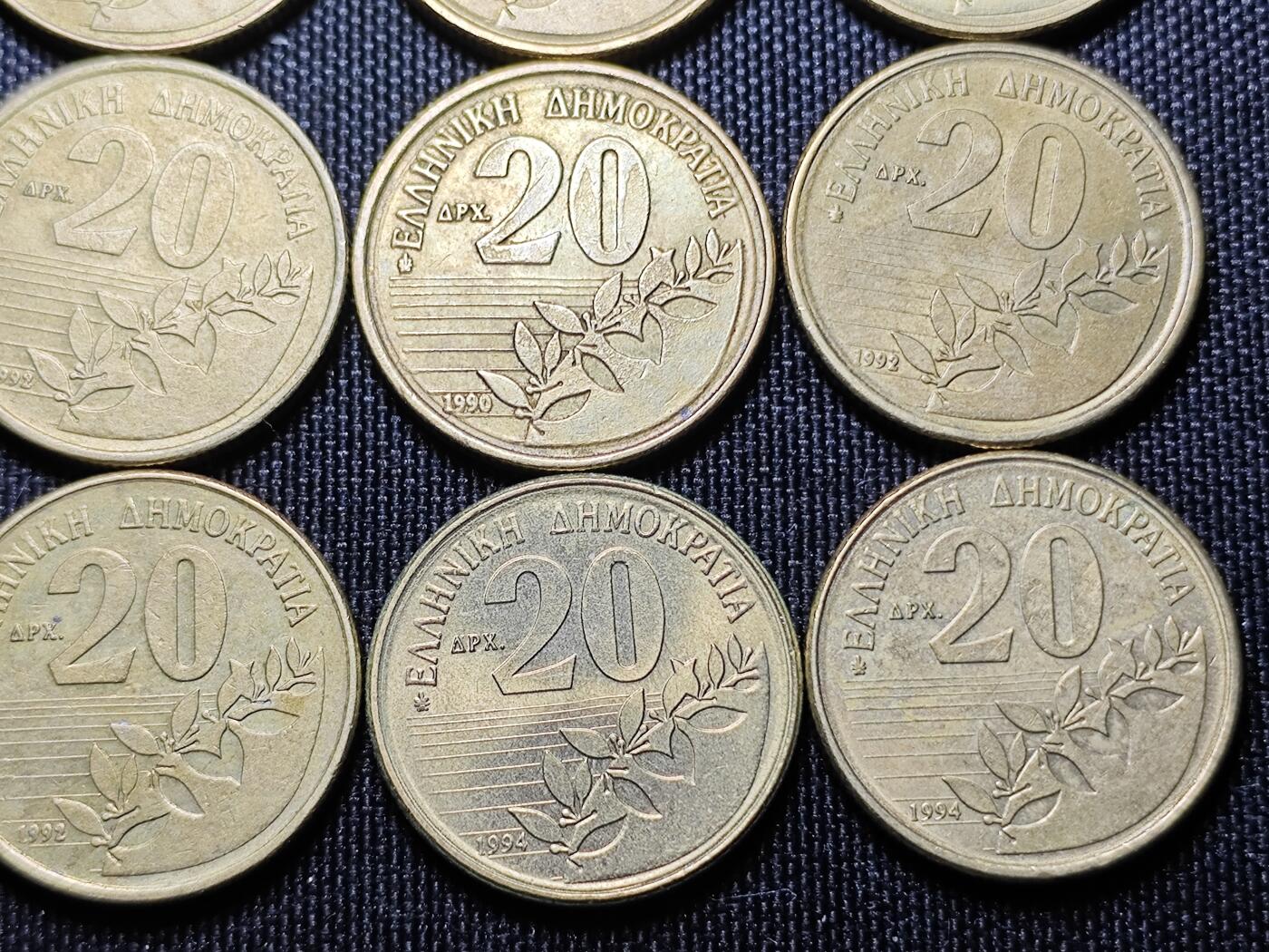 KK钱币收藏小铺 （套币 好品/批量散币 银币）专场  2月预留时间 周末发货  希腊20德拉克马一组铜币19枚