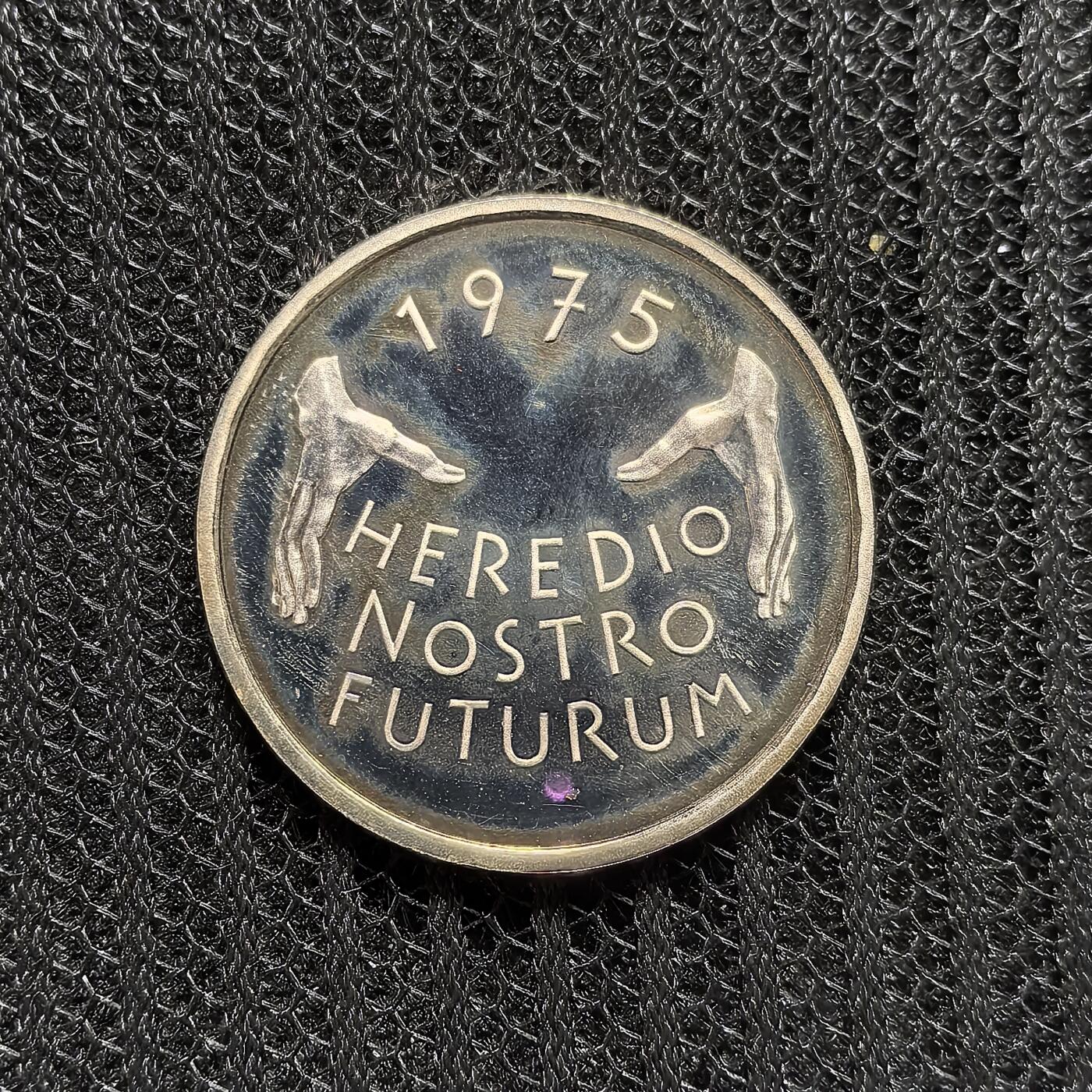 道一币馆币章第一百五十六场 原盒 瑞士1975年欧洲纪念碑保护年5法郎纪念币