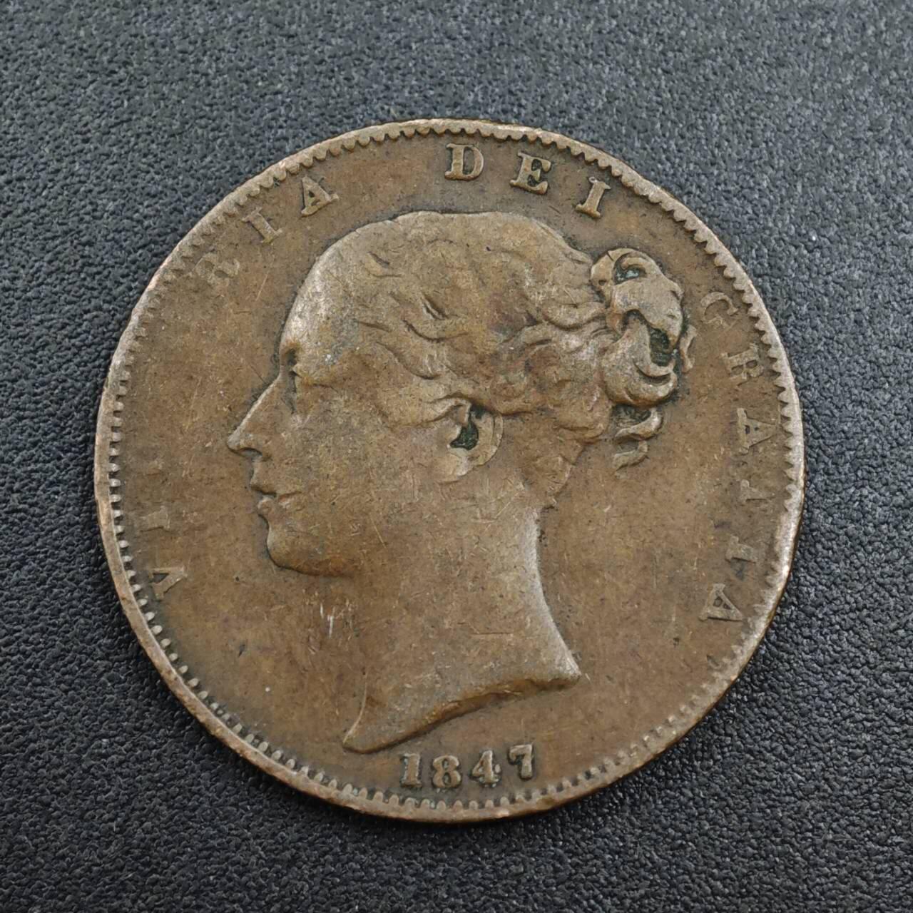 【淘币小摊】实时拍第八百零四拍   散币银币场   满百包邮可预留二周 每周一统一发货   英国1847年维多利亚法新铜币