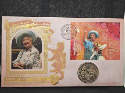 【淘币小摊】限时拍第八百零七拍  克朗币邮币封场  满百包邮可预留两周  周一统一发货  -  奥尔德尼1995年女王母亲95周岁5镑纪念币邮币封