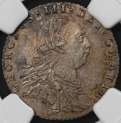 修遠堂世界钱币第九十四期 - NGC AU53 1787年英国6便士银币