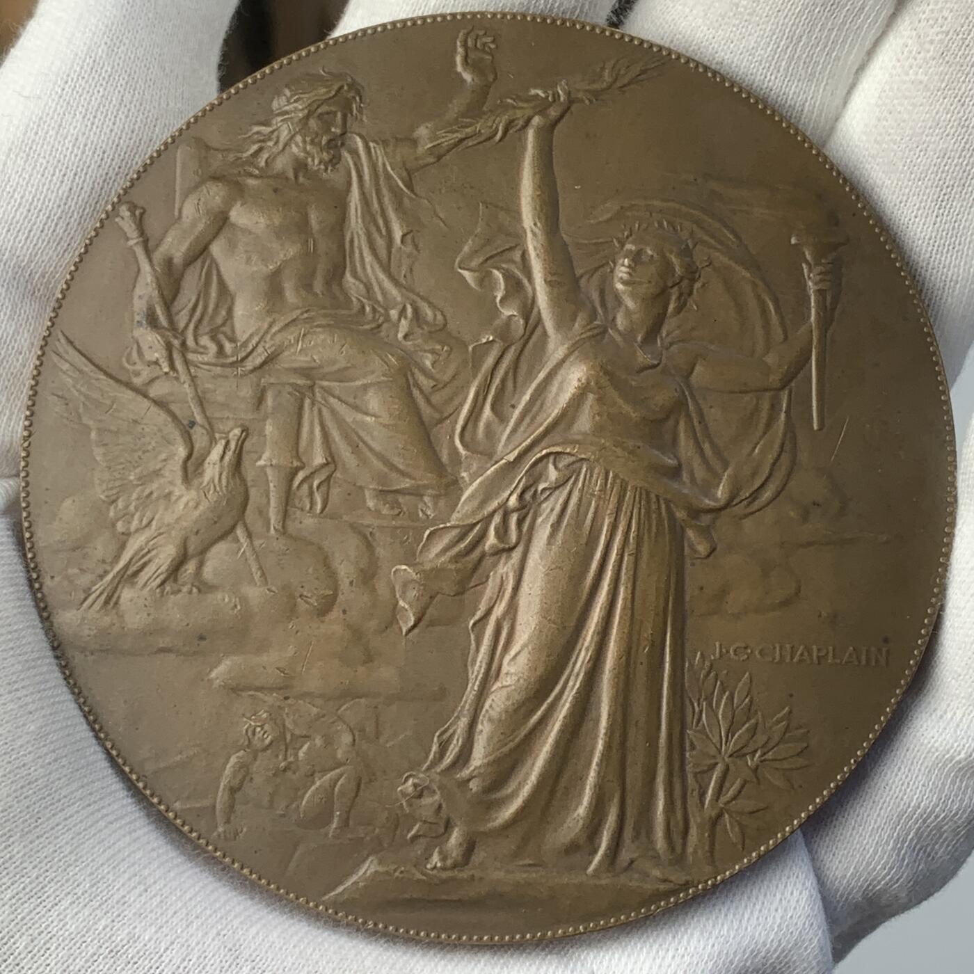 掌中浮雕-藏着的欧洲第043场  1881年国际电力学大会原铸纪念铜章，81mm，夏普兰Chaplain