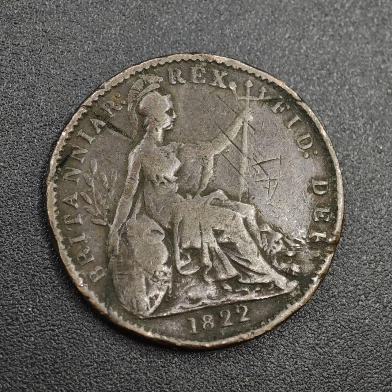 【淘币小摊】实时拍第八百零四拍   散币银币场   满百包邮可预留二周 每周一统一发货   英国1822年乔治四世法新铜币