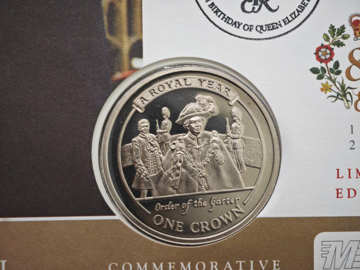 【淘币小摊】限时拍第八百零七拍  克朗币邮币封场  满百包邮可预留两周  周一统一发货    直布罗陀2005年女王80周岁克朗纪念币邮币封