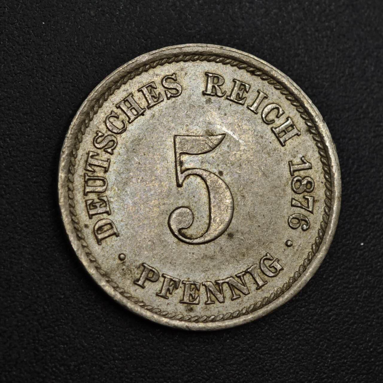 【淘币小摊】实时拍第八百零四拍   散币银币场   满百包邮可预留二周 每周一统一发货   德国1876年短翅5芬妮镍币