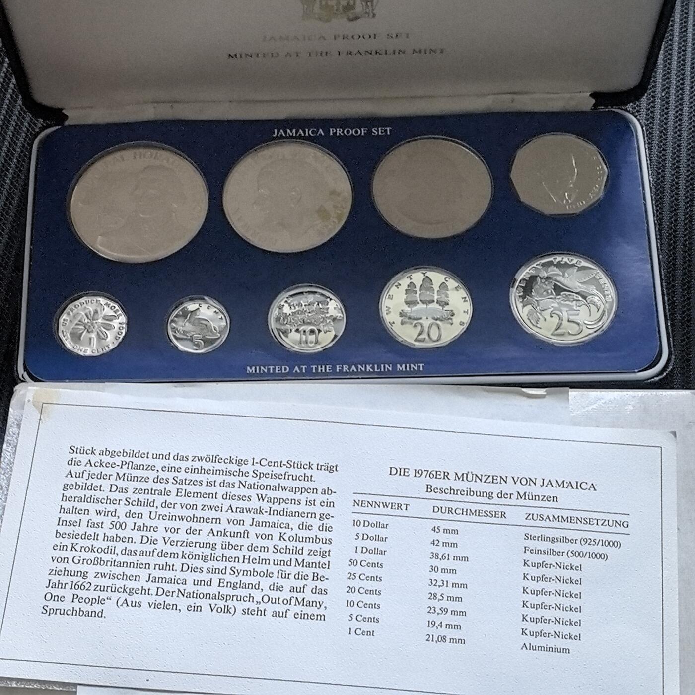 道一币馆币章第一百五十六场 原盒证 牙买加1962年精制套币九枚套 含大银币2枚
