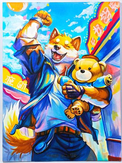 白泽拍卖卡牌手绘专场第29期（忽有故人心上过，回首山河已是秋） - 2025 映象手绘卡 柴犬 尺寸：10cm*13.5cm  小米亲签